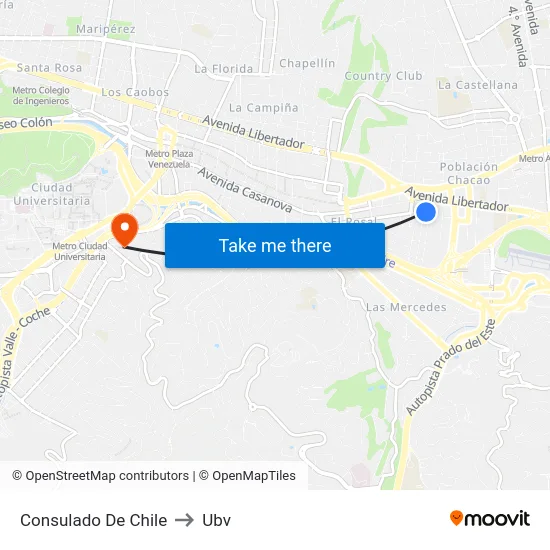 Consulado De Chile to Ubv map