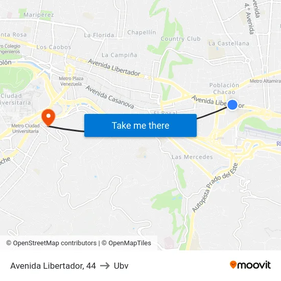 Avenida Libertador, 44 to Ubv map