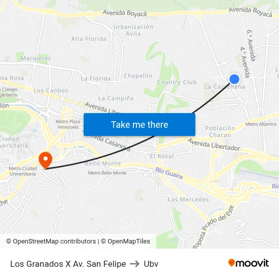 Los Granados X Av. San Felipe to Ubv map