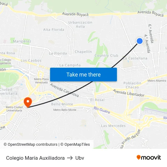 Colegio María Auxiliadora to Ubv map