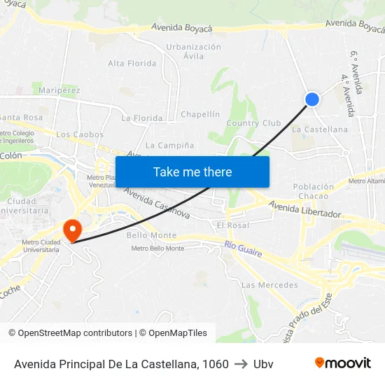 Avenida Principal De La Castellana, 1060 to Ubv map