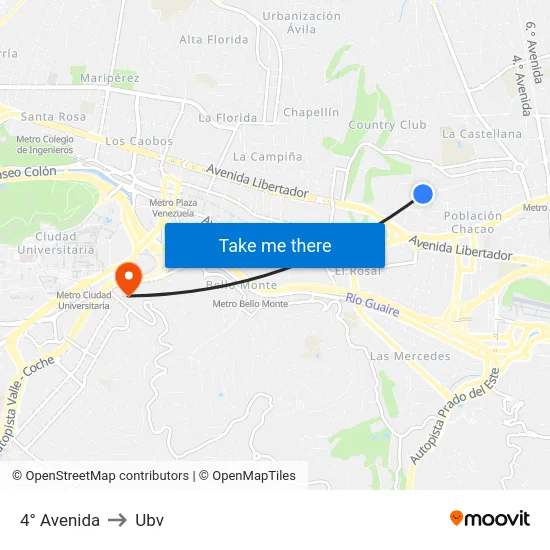 4° Avenida to Ubv map
