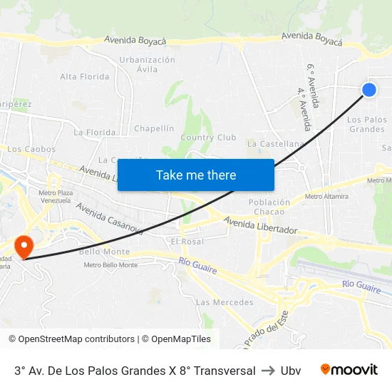 3° Av. De Los Palos Grandes X 8° Transversal to Ubv map