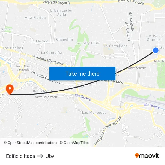 Edificio Itaca to Ubv map