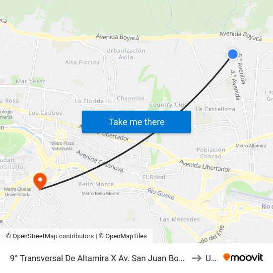9° Transversal De Altamira X Av. San Juan Bosco to Ubv map