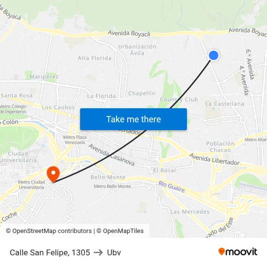 Calle San Felipe, 1305 to Ubv map