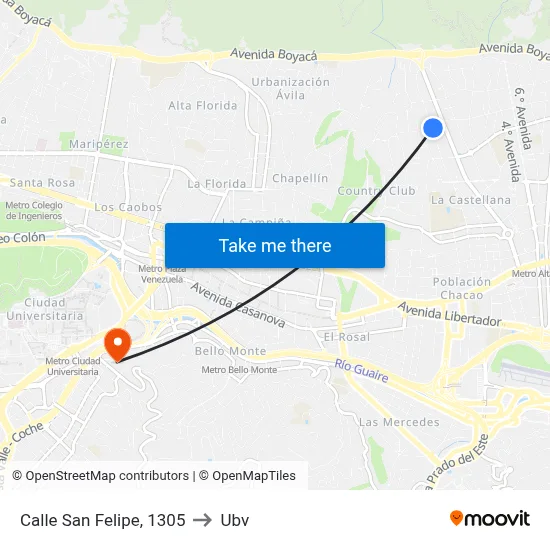 Calle San Felipe, 1305 to Ubv map