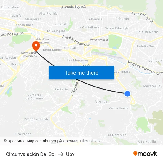 Circunvalación Del Sol to Ubv map