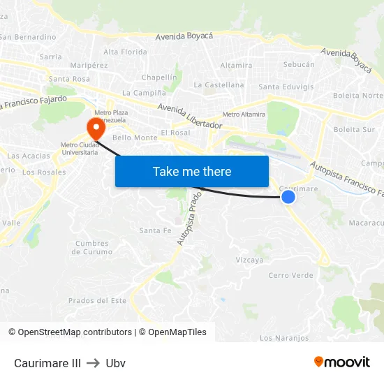 Caurimare III to Ubv map