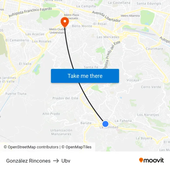 González Rincones to Ubv map