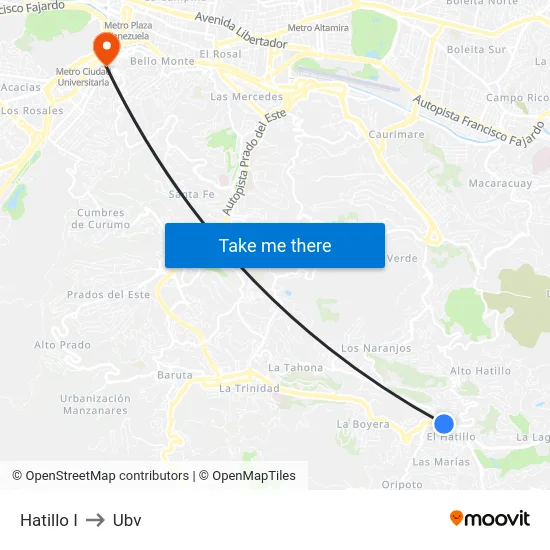 Hatillo I to Ubv map