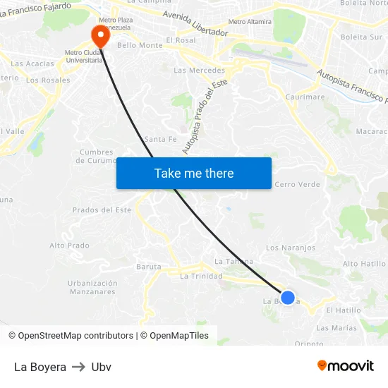 La Boyera to Ubv map