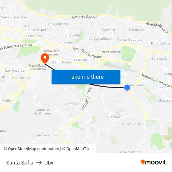 Santa Sofía to Ubv map