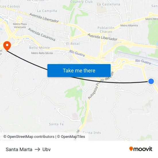 Santa Marta to Ubv map