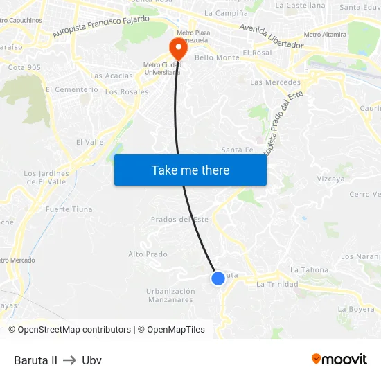 Baruta II to Ubv map