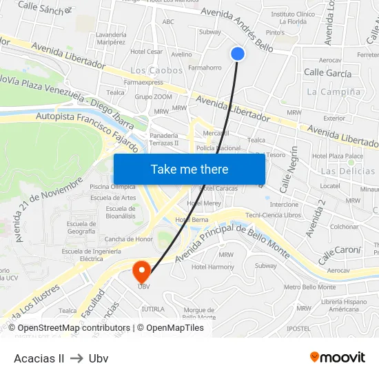 Acacias II to Ubv map