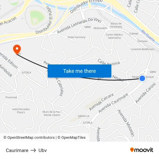 Caurimare to Ubv map