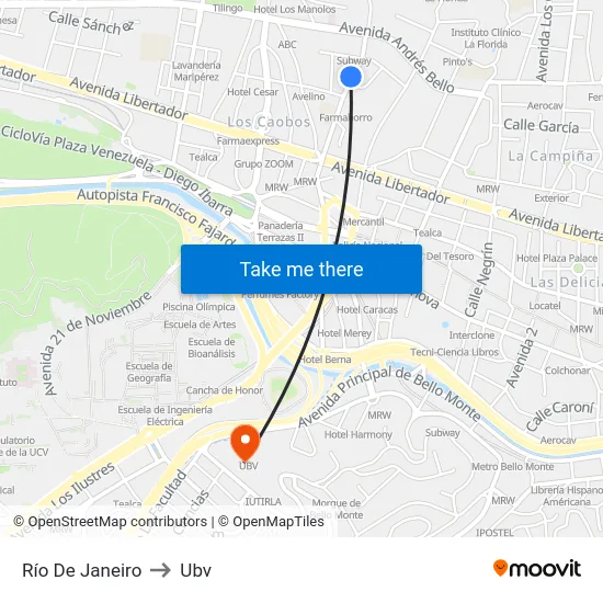 Río De Janeiro to Ubv map