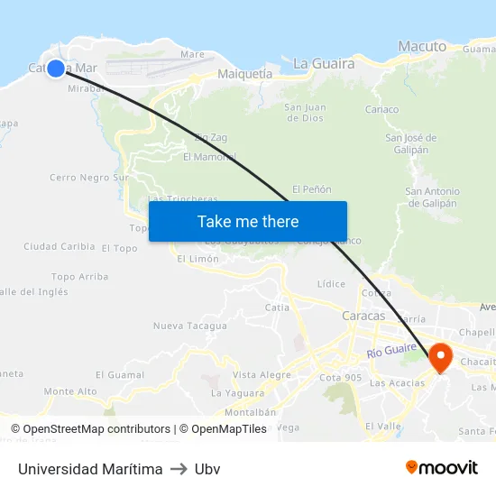 Universidad Marítima to Ubv map
