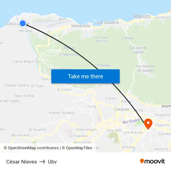 César Nieves to Ubv map