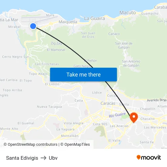 Santa Edivigis to Ubv map