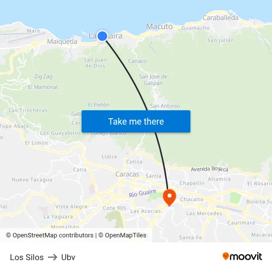 Los Silos to Ubv map