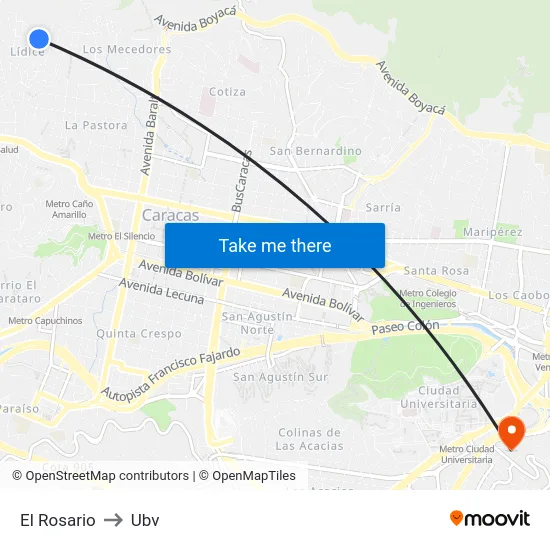 El Rosario to Ubv map