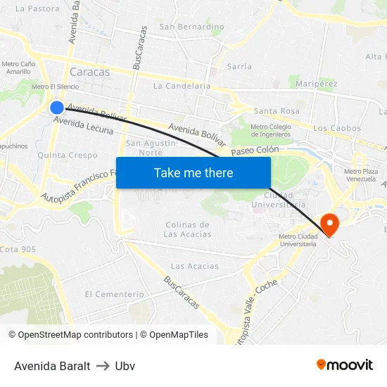 Avenida Baralt to Ubv map