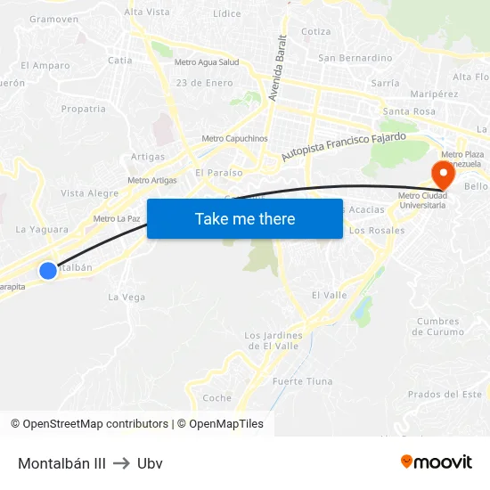 Montalbán III to Ubv map