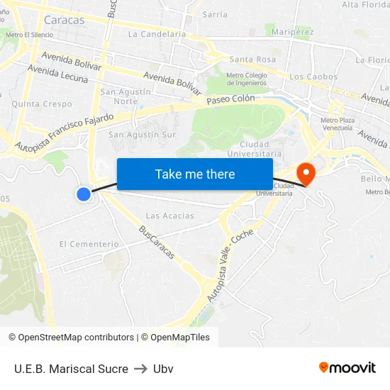 U.E.B. Mariscal Sucre to Ubv map