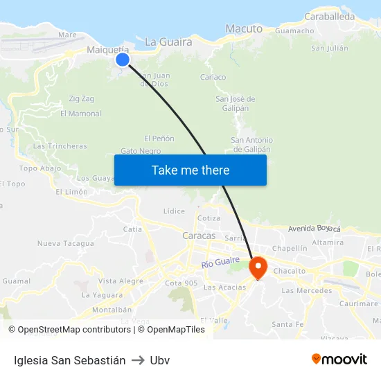 Iglesia San Sebastián to Ubv map