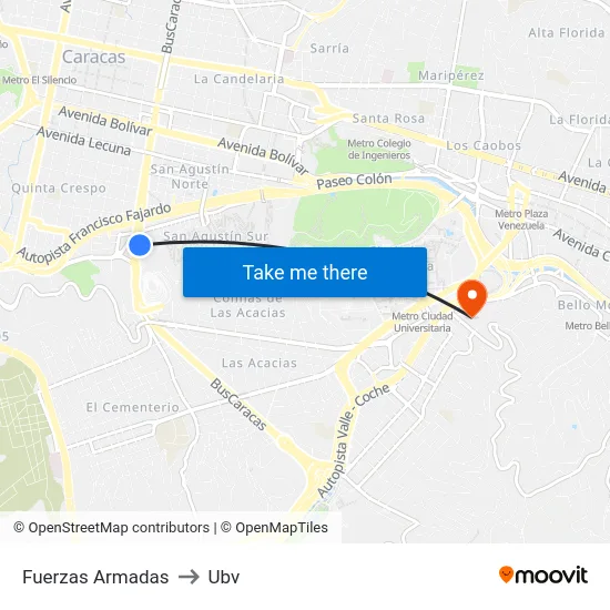 Fuerzas Armadas to Ubv map