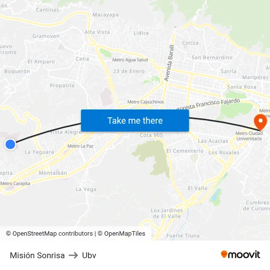 Misión Sonrisa to Ubv map