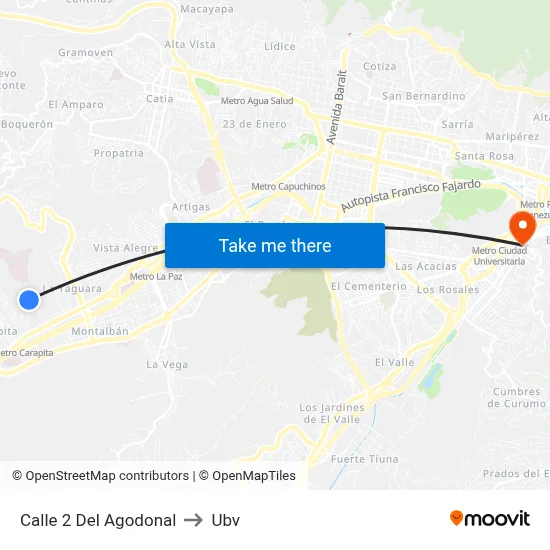 Calle 2 Del Agodonal to Ubv map
