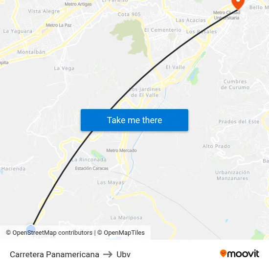 Carretera Panamericana to Ubv map