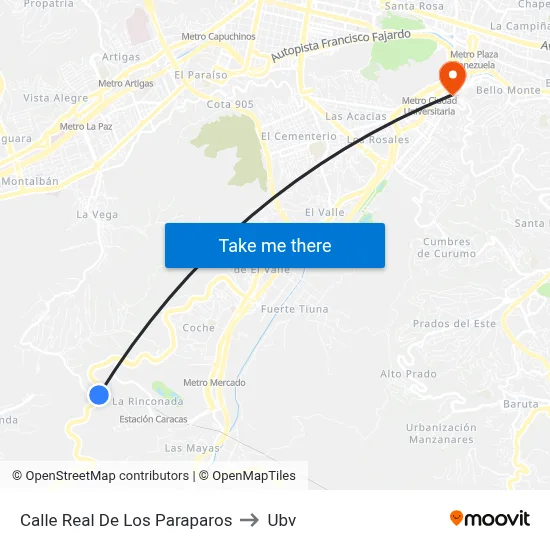 Calle Real De Los Paraparos to Ubv map