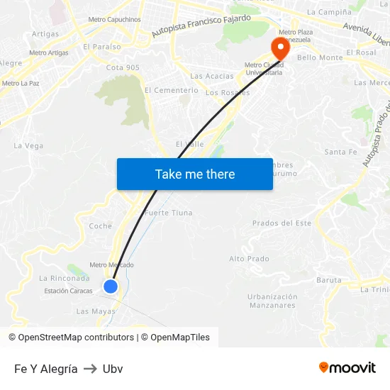 Fe Y Alegría to Ubv map