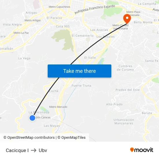 Cacicque I to Ubv map