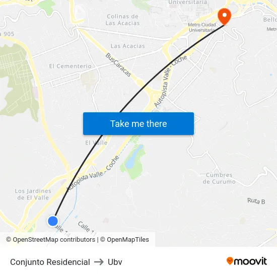 Conjunto Residencial to Ubv map