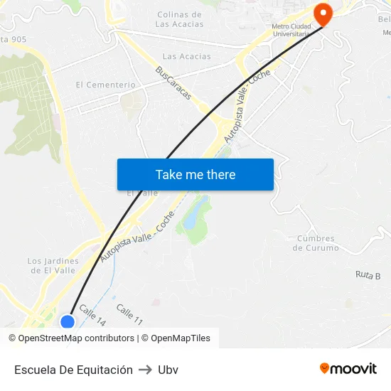 Escuela De Equitación to Ubv map
