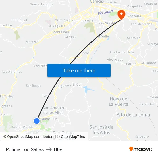 Policía Los Salias to Ubv map