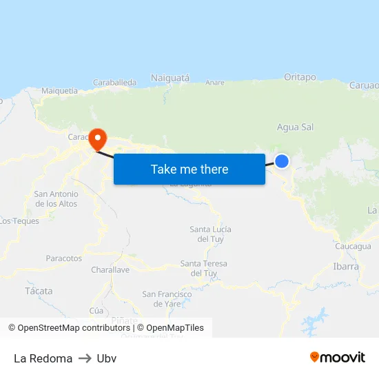 La Redoma to Ubv map