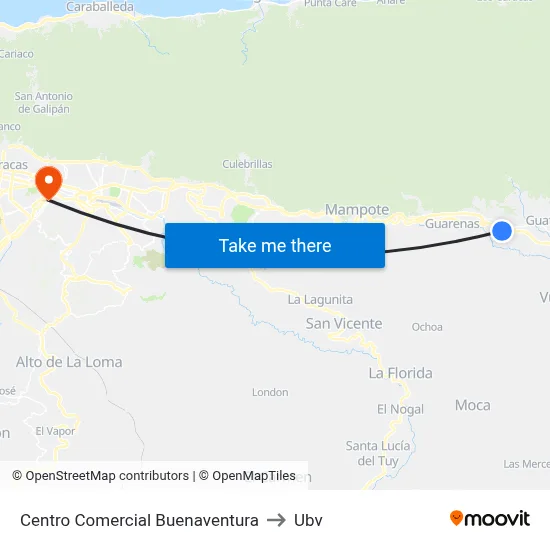 Centro Comercial Buenaventura to Ubv map