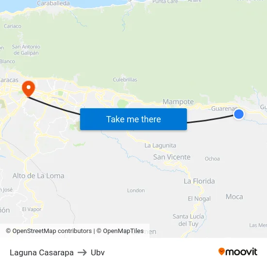 Laguna Casarapa to Ubv map