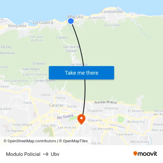 Modulo Policial to Ubv map