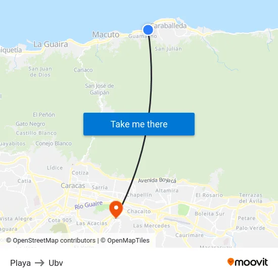 Playa to Ubv map