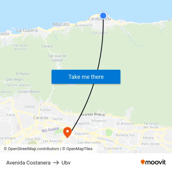 Avenida Costanera to Ubv map
