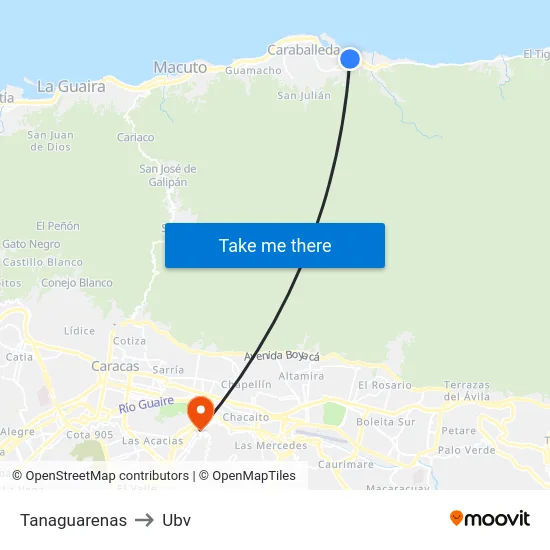 Tanaguarenas to Ubv map