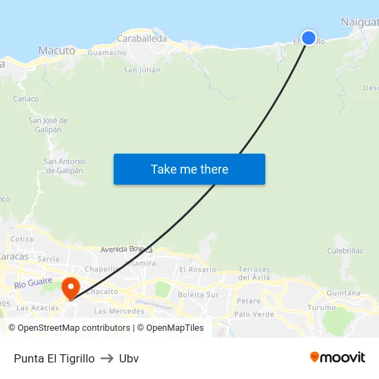 Punta El Tigrillo to Ubv map