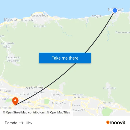 Parada to Ubv map
